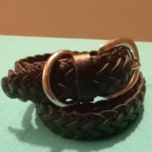 Classic  black leather braided belt